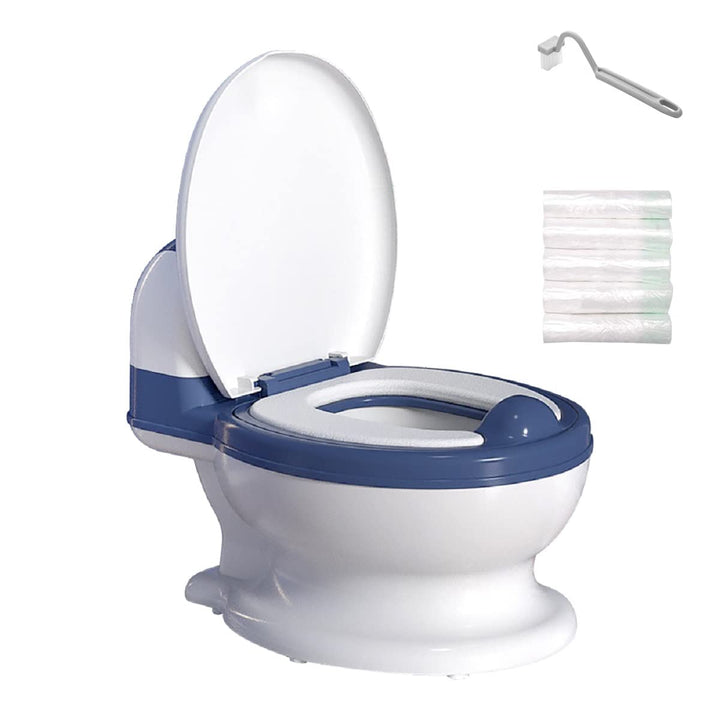 Potty Training Toilet, Realistic Potty Training Seat, Toddler Potty Chair with Soft Seat, Removable Potty Pot, Toilet Tissue Dispenser and Splash Guard, Non-Slip for Toddler& Baby& Kids