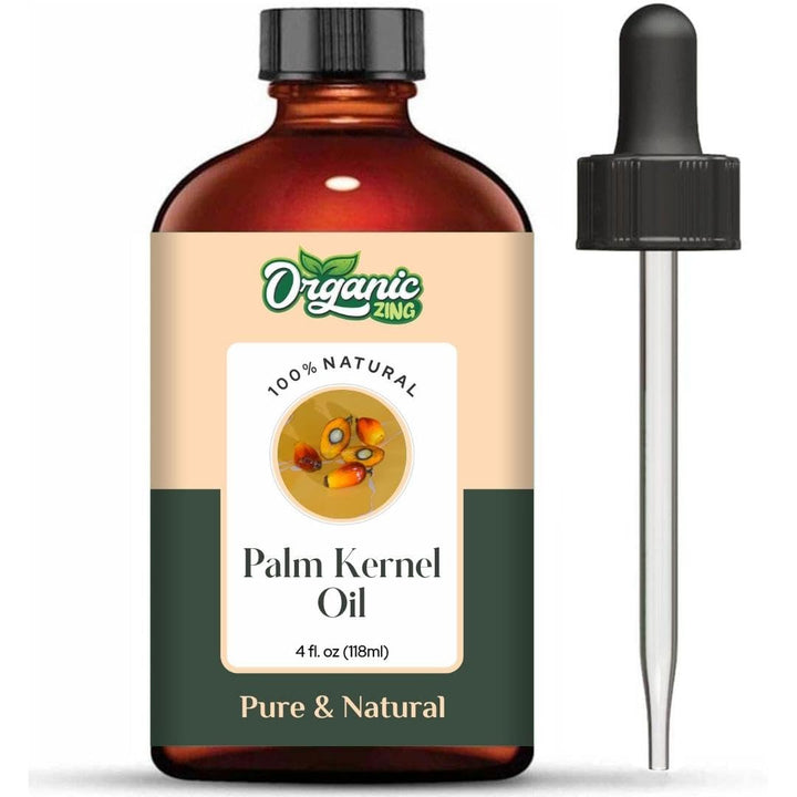 Organic Zing Palm Kernel (Elaeis Guineensis) Oil | Pure & Natural Carrier Oil for Skincare & Hair Care - 118ml/3.99fl oz