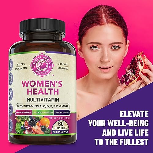 Womens Daily Multivitamin Multimineral Supplement for Energy, Mood, Focus, Hair, Skin & Nails. Made for Women with 30+ Nutrients, Fruit & Energy Blend. Womens Vitamins 60 Capsules. Made in the USA.