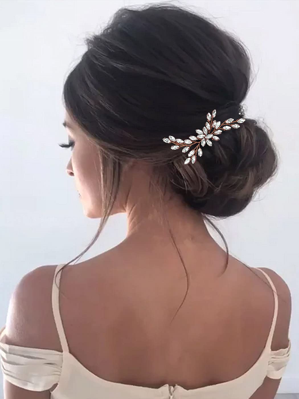 Unicra Bride Wedding Crystal Hair Pins Bridal Hair Pieces Wedding Hair Accessories for Women and Girls (Rose Gold)