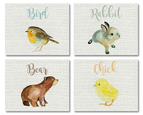 Baby Animal Collection (Set of Four 11x14 Wall Art Prints), Nursery Decor, Kid's Room Decor, Gender Neutral Nursery Decor, Baby Room, Playroom Decor, Nursery Rhyme Kid's Wall Art