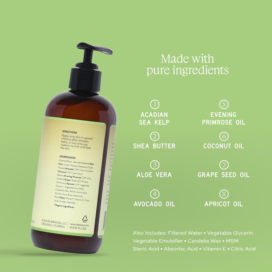Aleavia Unscented Prebiotic Body Lotion – Fragrance-Free, All-Natural Moisturizing Body Lotion – Sulfate-Free Lotion for Sensitive Skin – 12 Oz