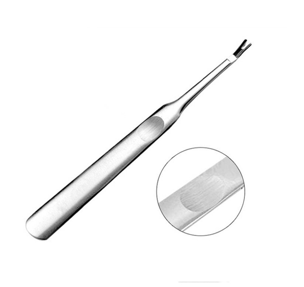 1PCS Stainless Steel 4.6inch Long Professional Cuticle Pusher Nails Cleaner Nipper Clipper Trimming and Cutting Dead Skin Callus Removal Fork Nail Art Manicure Tool for Fingernails and Toenails