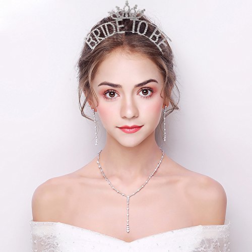 DAXI Bride To Be Crown-S: Glittering Bridal Tiaras Bride To Be Tiaras Rhinestone Bridal Shower Headbands Bachelorette Party Crowns Bridal Accessories Wedding Favors (Silver)