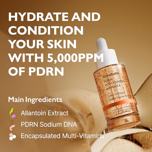 PDRN Vita Toning Ampoule - Lightweight Glass Skin & Toning Ampoule with Vitamin B, C, E, PDRN, Serum for Blemishes, Fine Lines and Rough Skin Texture, 1.01 fl oz