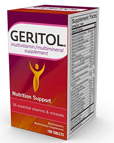 Geritol Multi-Vitamin Nutritional Support Tablets, Balance of 26 Essential Vitamins and Minerals, 100-Count Bottles (Pack of 2)