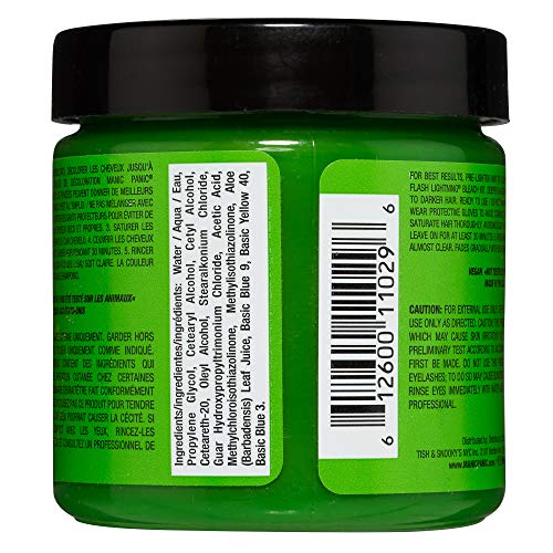 MANIC PANIC Electric Lizard Green Hair Dye – Classic High Voltage - Semi Permanent Bright Neon Green Hair Dye With Lime Green Hues – Glows in Blacklight - Vegan, PPD And Ammonia Free (4oz)