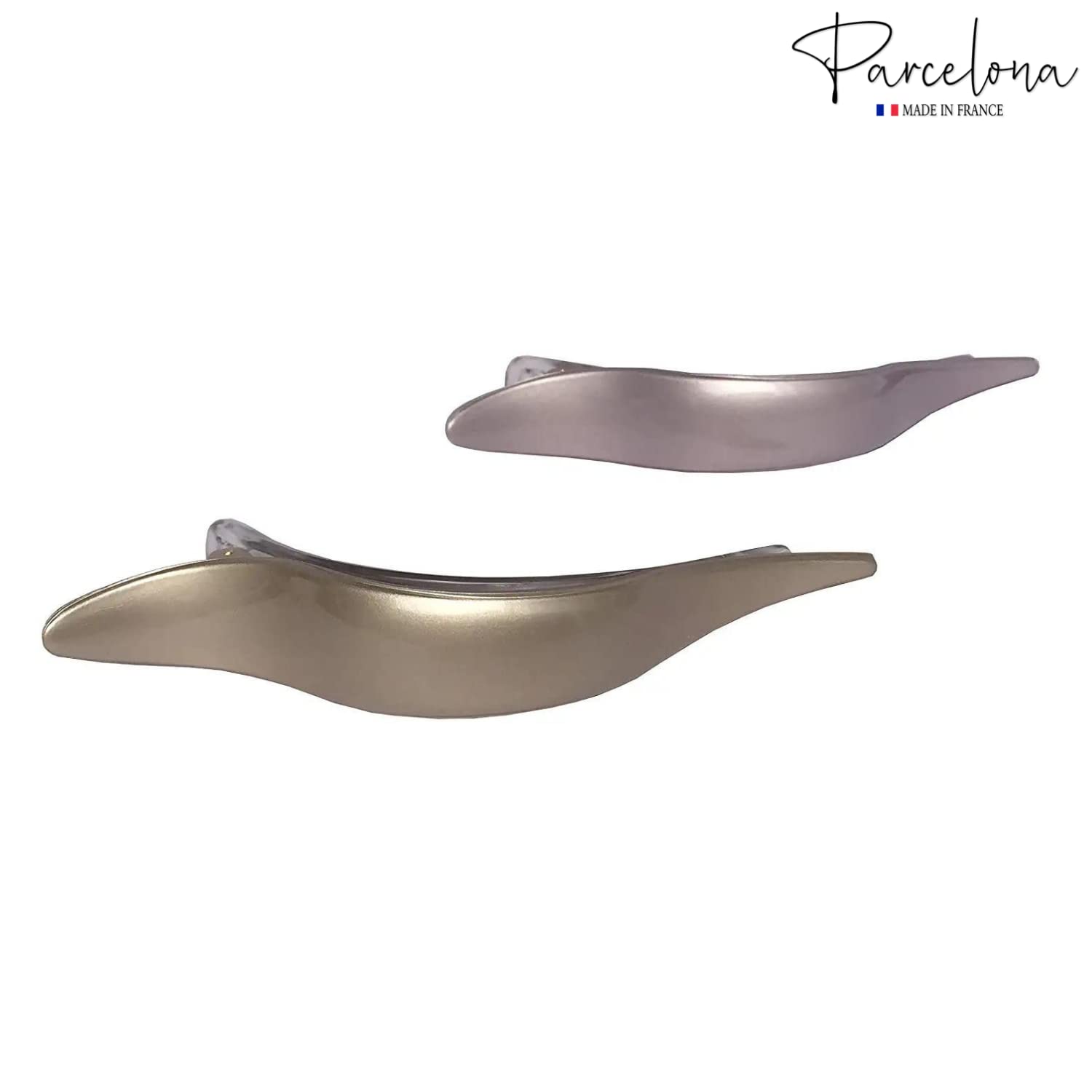 Parcelona French Brill Beak Flamingo Set of 2 Large Golden Beige N Lilac Grey Salon Hinge Side Slide In Alligator Hair Clip Clamp