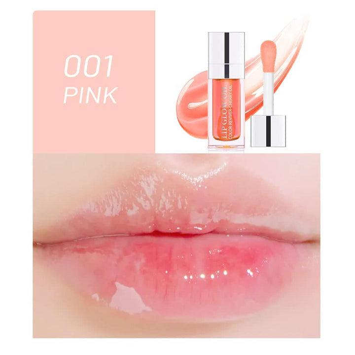Plumping Lip Oil, Long Lasting Hydrating Lip Gloss Tinted Balm Non-sticky Revitalizing, Tinting Care Oil for Dry Lip (PINK)