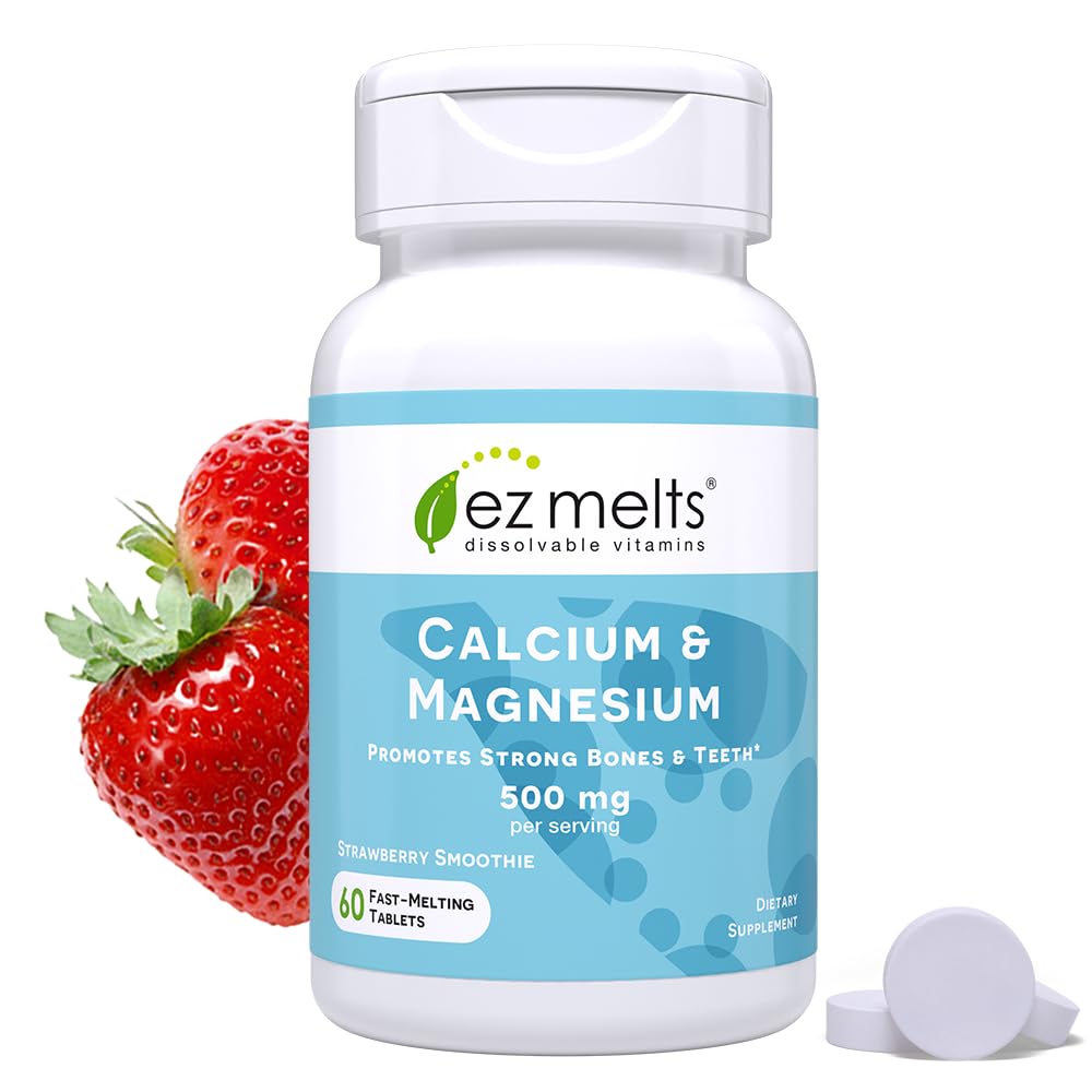EZ Melts Dissolvable Calcium and Magnesium Supplement with Vitamin D3, Sugar-Free, 1-Month Supply
