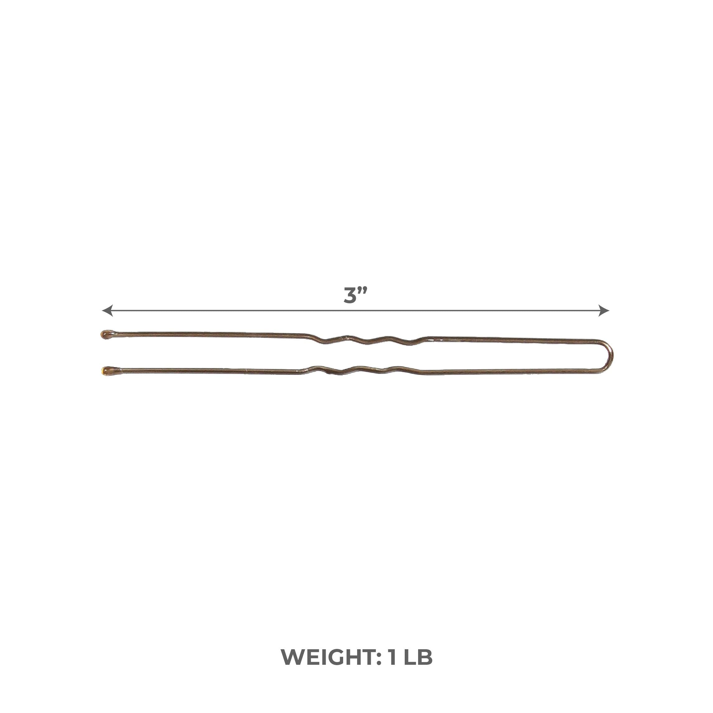 ForPro Hair Pins, Brown, Ball-Tipped, Crimped, Non-Damaging, 3ââ‚¬Â L, 1 Lb.