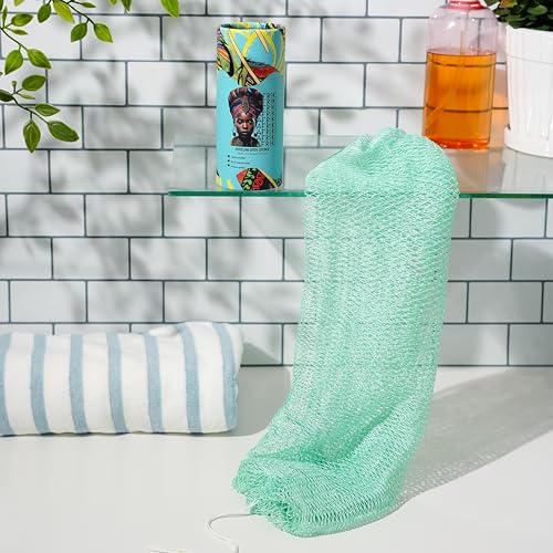 AFRIKI African Net Sponge, Authentic African Exfoliating Sponge, Black Owned, Back Scrubber, 45 inch Long for Normal to Sensitive Skin, for Daily use, Original Collection