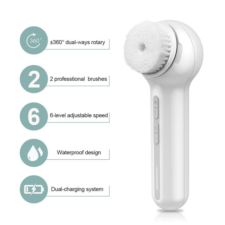 TOUCHBeauty Professional 3IN1 Facial Brush Set, Advanced Ã‚±360Ã‚° Spin Cleansing Brush & Bamboo Charcoal Brush, Dual-charging System for Home use or Travel TB-1766