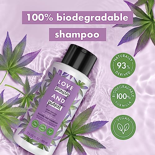 Love Beauty and Planet Shampoo and Conditioner, Hemp Seed Oil & Nana Leaf, Soothe & Nourish - Sulfate-Free Shampoo and Conditioner for Damaged, Dry Hair, Detangler, Scented, 13.5 Oz (2 Piece Set)