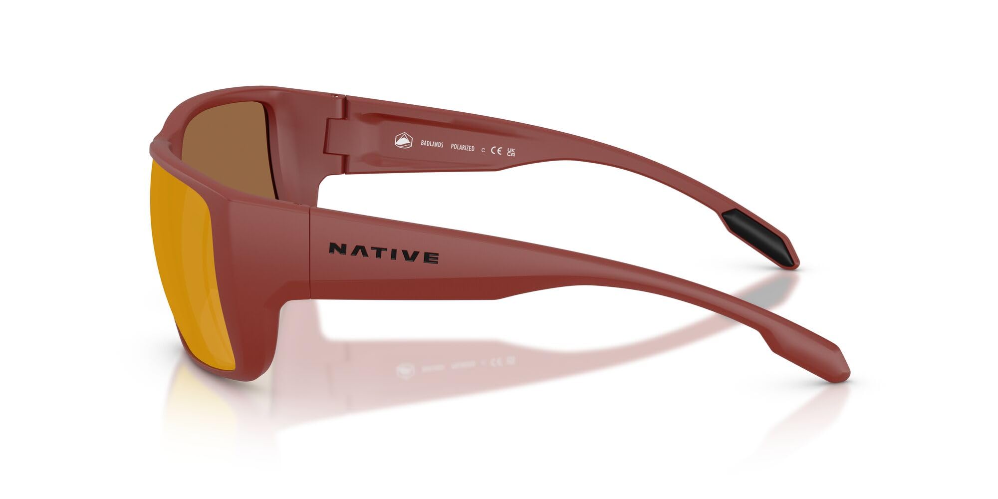 Native Eyewear Men's Badlands Rectangular Sunglasses, Red Bluff/Bronze Mirrored Polarized, 58 mm