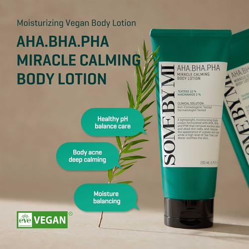 SOME BY MI AHA BHA PHA Miracle Calming Body Lotion – 6.76oz, 200ml – Korean Exfoliating Salicylic Acid Body Moisturizer for Dry Skin – Daily Hydration & Soothing Care with Centella – Korean Skin Care