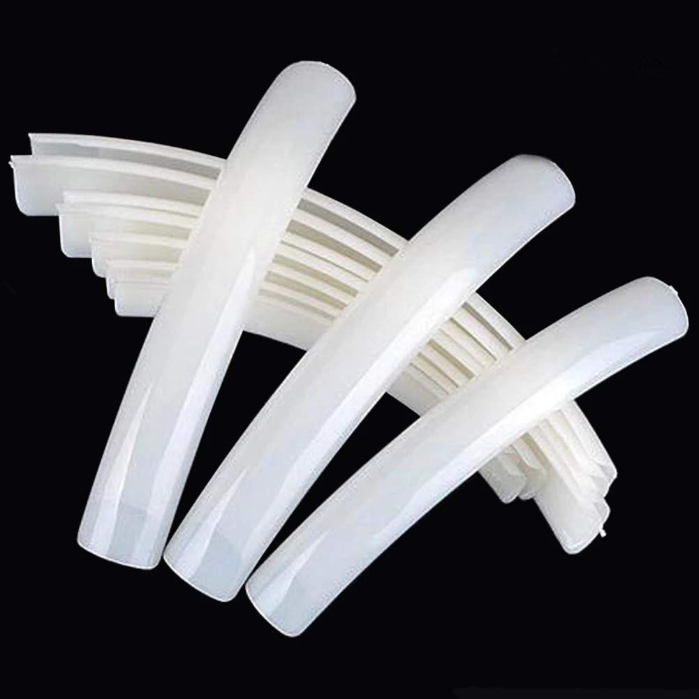 Natural: Yimart 100pcs White/Clear/Natural Extra Long Curve Nail Tip UV Gel French Acrylic False Nail Art Salon long Tips (Natural)