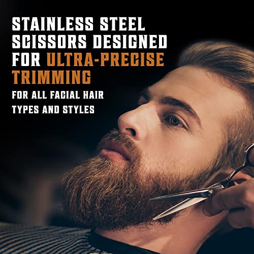 Viking Revolution Beard Comb & Beard Brush Set for Men -- Natural Boar Bristle Brush and Dual Action Pear Wood Comb w/Velvet Travel Pouch - Great for Grooming Beards and Mustaches