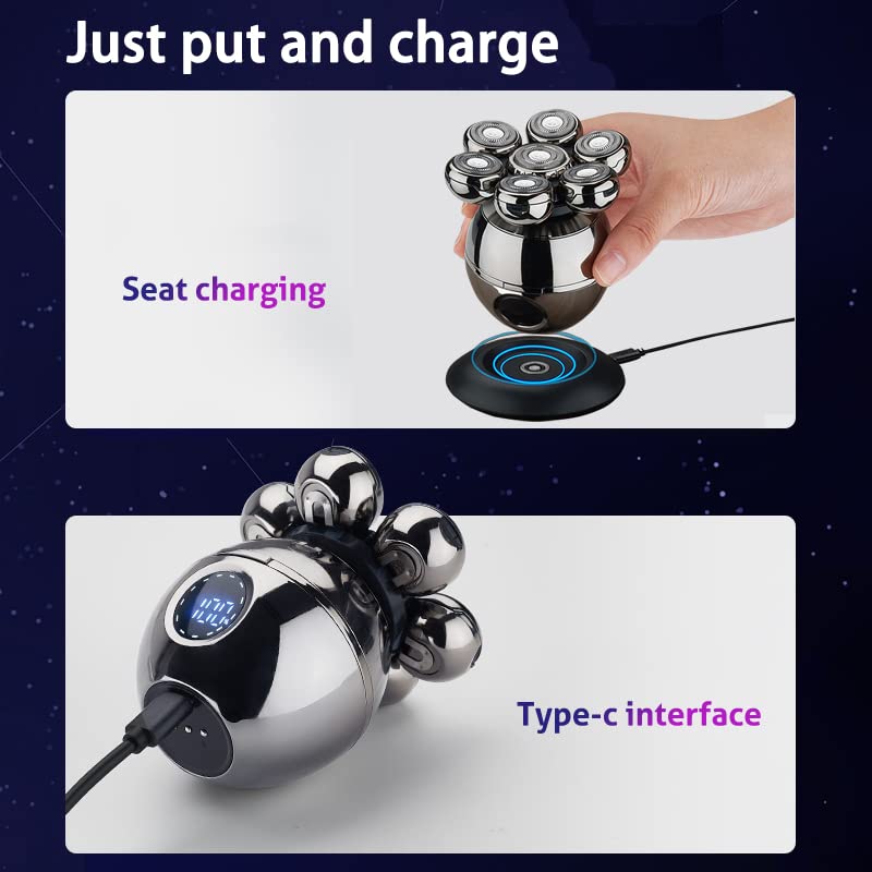 Upgrade 7 Heads Men’s 5-in-1 Electric Head Shaver for Bald Men,Multifunctional Electric Razor for Men,Cordless Rechargeable Travel Groomin Hair Trimmer Kits