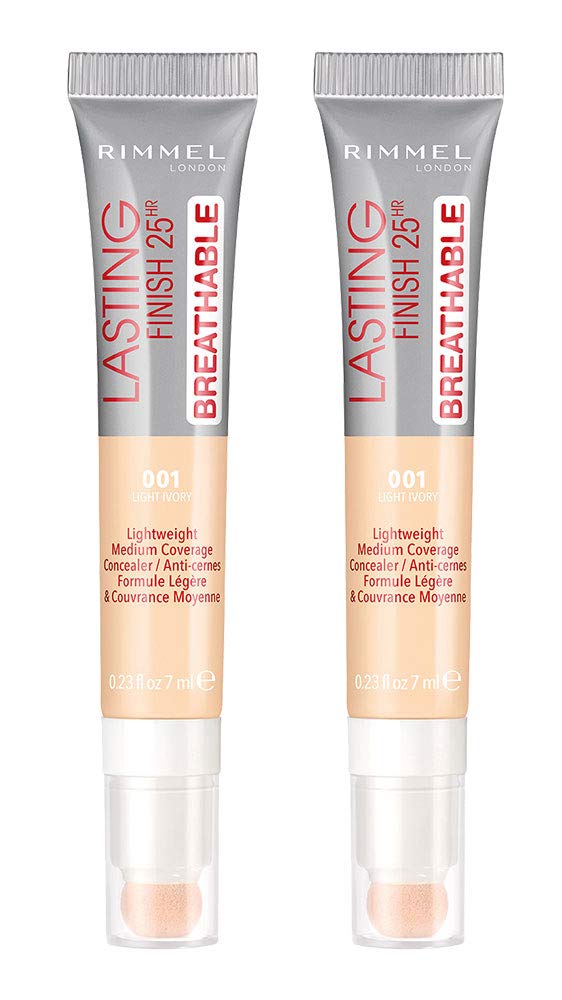 Rimmel lasting finish breathable concealer, light ivory, pack of 2, 0.23 Fl Oz