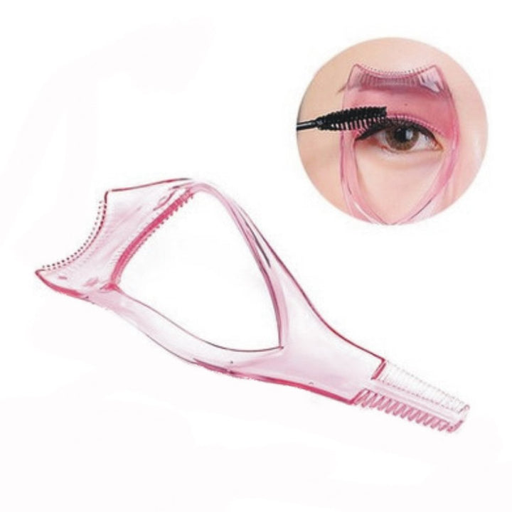 2 PCS Pink Plastic Upper Lower Eye Lash Mascara Guard Applicator Guide with Lash Comb(Pink)