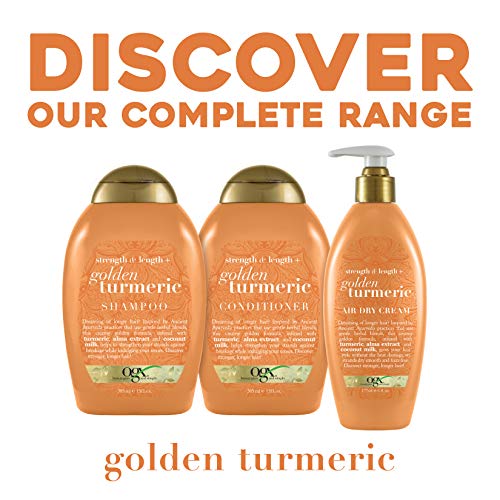 OGX Strength Length + Golden Turmeric Conditioner with Milk to Soothe Scalp Nourish Hair, Ayurveda SulfateFree Surfactants for Stronger Longer Hair, Coconut, 13 Fl Oz