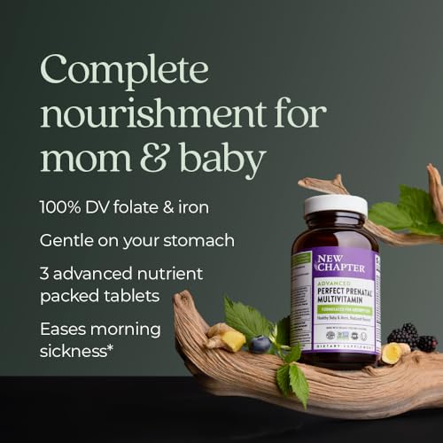 New Chapter Advanced Perfect Prenatal Vitamins, 96ct, Made with Organic, Non-GMO Ingredients for Healthy Baby & Mom - Folate (Methylfolate), Whole-Food Fermented Iron, Vitamin D3 + Ginger