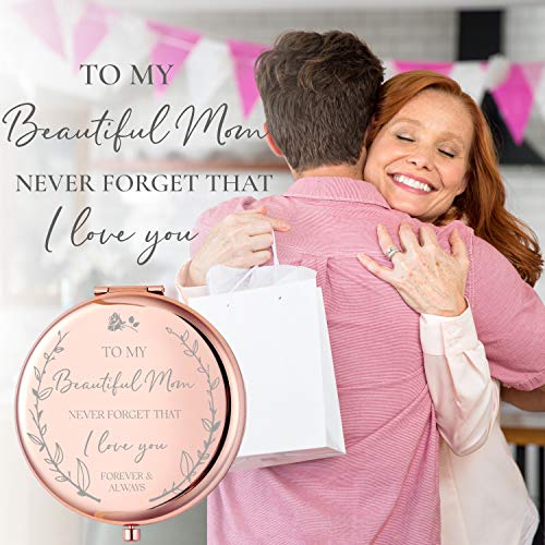 CV CHARVORIA Mom Birthday Gifts for Mom – Rose Gold ‘I Love You Mom’ Magnified Makeup Mirror, Sentimental Mom Birthday Gifts from Daughter, Cute Mom Gifts or Mother Daughter Gifts for Mothers Day