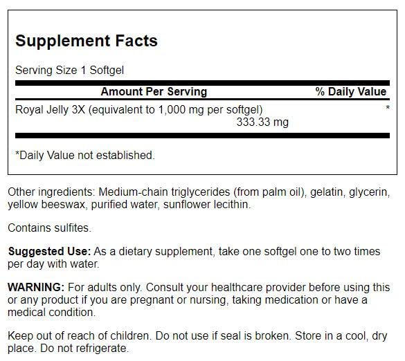 Swanson Royal Jelly Equivalent to 1000 Milligrams 100 Sgels