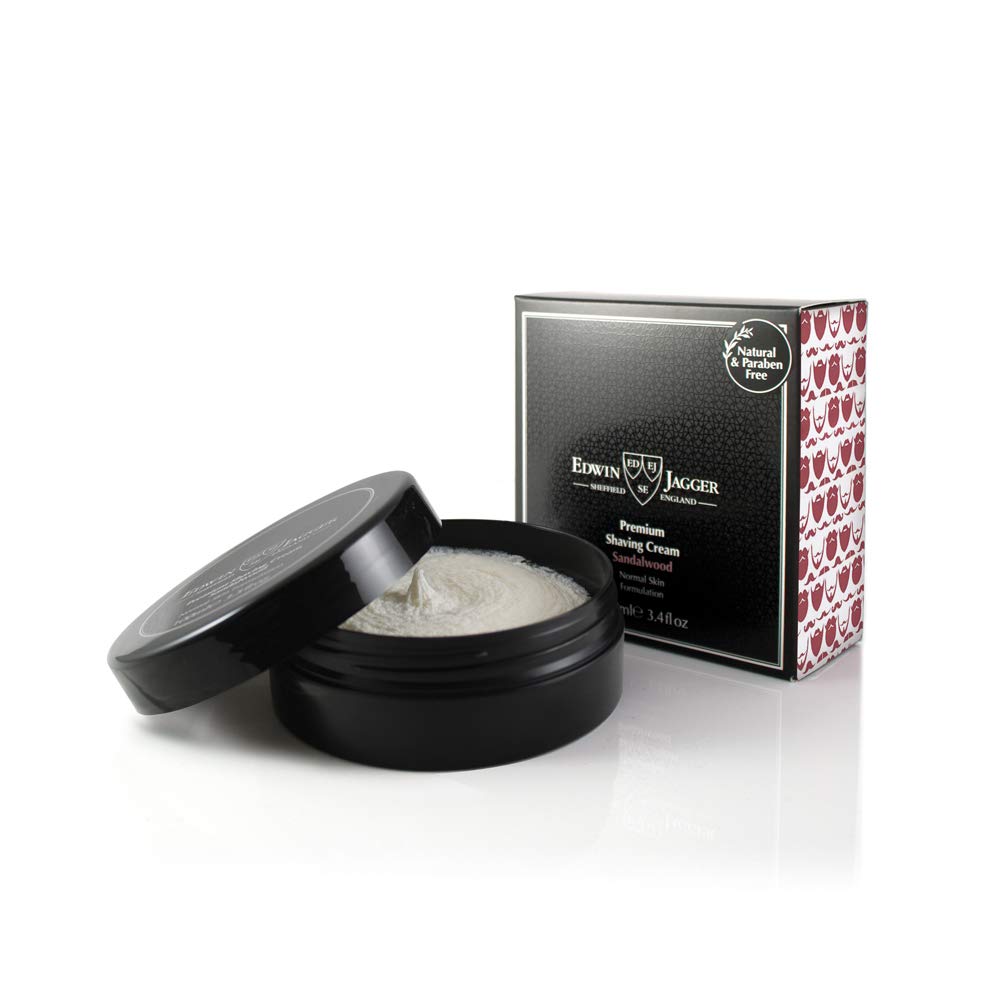 Edwin Jagger 99.9% Natural Premium Shaving Cream, 100ml Tub - Sandalwood, 3.4-Ounce