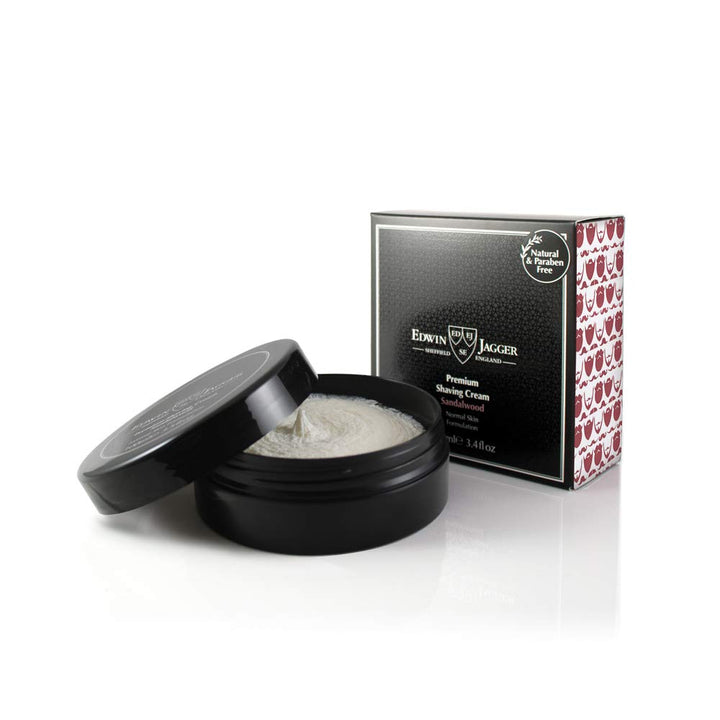 Edwin Jagger 99.9% Natural Premium Shaving Cream, 100ml Tub - Sandalwood, 3.4-Ounce