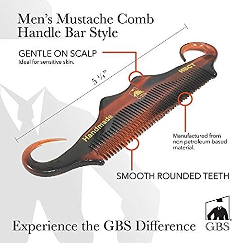 2 Pack Men's Combs - Handle Bar Comb for Mustache & Folding Hair Comb