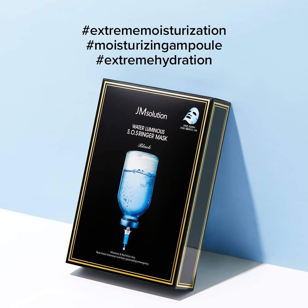 JM Solution Water Luminous S.O.S Ringer Mask Black (Pack of 10)