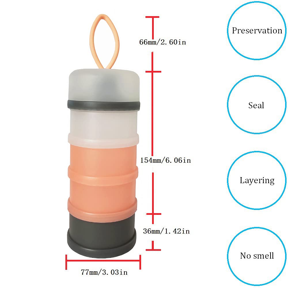 BJLIIO 4-Piece Twist Lock Snack Storage Container, Non-Spil Portable and Stackable Storage Travel Container for Protein Powder Formula Nuts and Fruit, BPA Free Durable Plastic Snack Containers