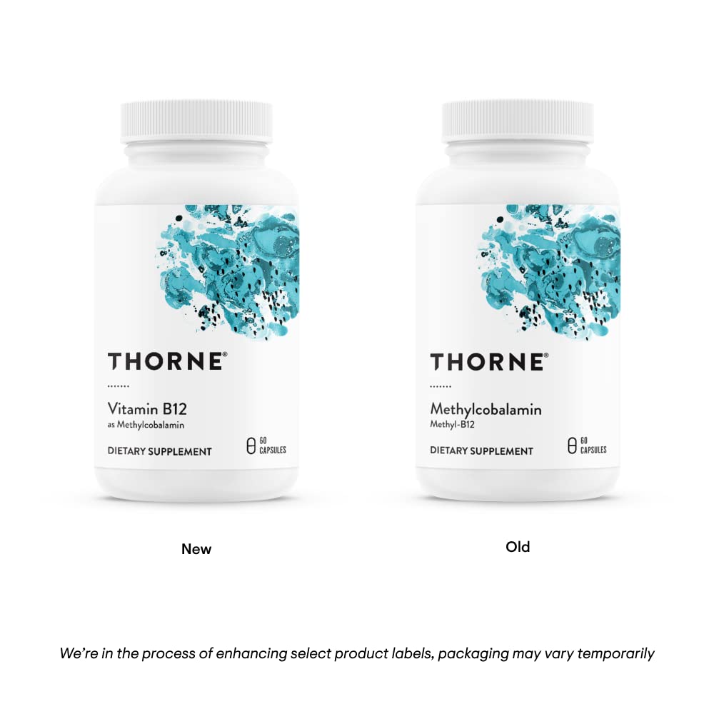 THORNE Vitamin B12 - as Methylcobalamin - Supports Heart & Nerve Health, Blood Cell Function, Healthy Sleep & Methylation - Gluten, Dairy & Soy-Free - 60 Capsules