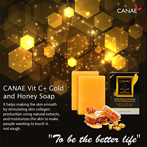 CN CANAE Face Moisturizer Facial Soap Bar with Vit C + Gold Honey Natural Anti Wrinkle & Aging Remover for Dry Skin and Pore Tightener, 3.5 oz