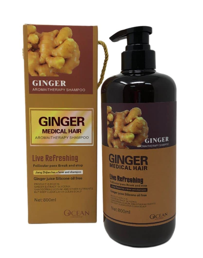 GINGER MEDICAL HAIR SHAMPOO, Promotes Hair Strength & Thickness with increased volume & reducing breakage (800 ML) WITH HERBAL INGREDIENTS (Shampoo), 27.0 Fl Oz, 1