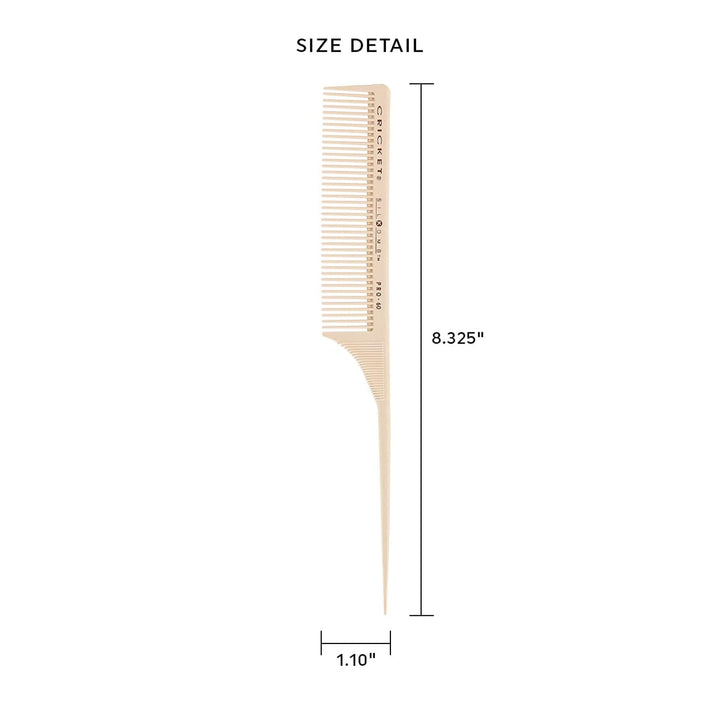 Cricket Silkomb Pro-60 Medium Tooth Rattail Professional Hair Stylist Comb for Teasing Sectioning Parting Lifting Styling Coloring Hair
