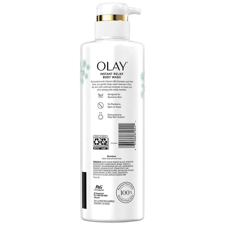 Olay Itchy Dry Skin Body Wash with Aloe Vera and Vitamin B3, 17 Fl Ounces