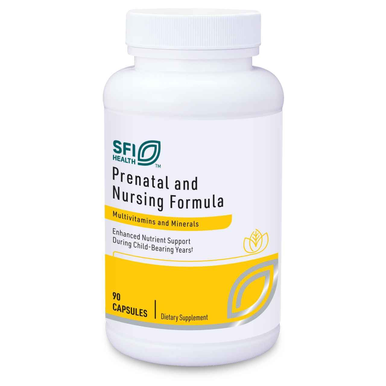 Klaire Labs SFI Health Prenatal & Nursing Formula - Postnatal & Prenatal Vitamins for Women Who Are Pregnant, Breast-Feeding or Planning Pregnancy - With Chelated Iron & Bioactive Folate (90 Capsules)