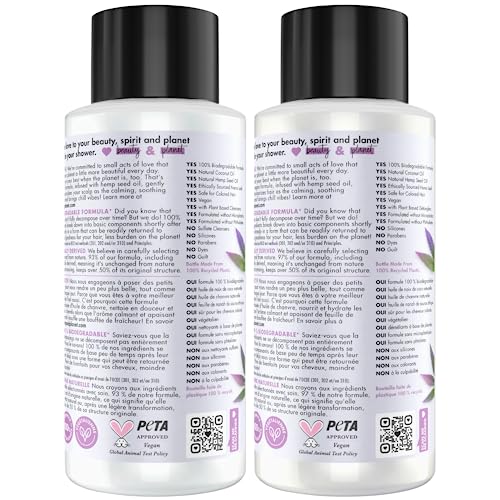 Love Beauty and Planet Shampoo and Conditioner, Hemp Seed Oil & Nana Leaf, Soothe & Nourish - Sulfate-Free Shampoo and Conditioner for Damaged, Dry Hair, Detangler, Scented, 13.5 Oz (2 Piece Set)