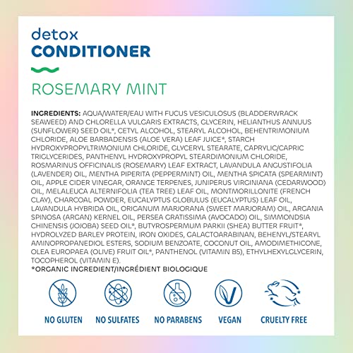 Seaweed Bath Co. Detox Conditioner, Rosemary Mint Scent, 12 Ounce, Sustainably Harvested Seaweed, French Sea Clay, Apple Cider Vinegar, For All Hair Types