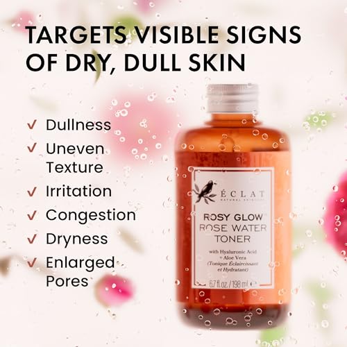 Eclat Skincare Rose Water Toner – Hydrating Toner for Face - Rosewater with Hyaluronic Acid & Aloe Vera - Alcohol Free & Skin Soothing Formula - Rejuvenating & Calming Facial Skin Care
