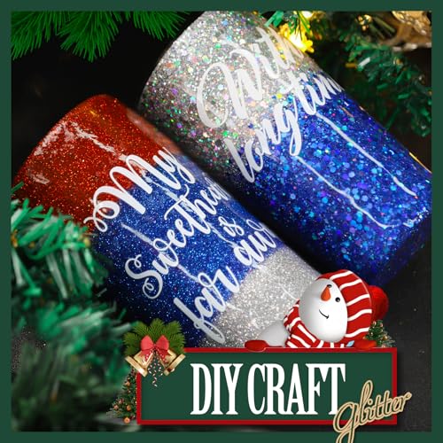 Teenitor Glitter, Holographic Chunky Glitters and Fine Glitters, Body Glitter for Nails, Face Glitter Assorted Glitter, Festival Glitter for Nail Face Hair Body, Glitter for Resin Tumblers, 16+16pcs