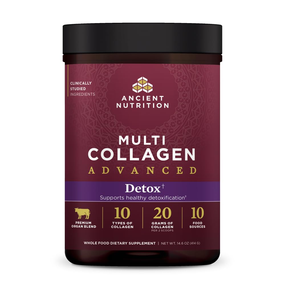 Ancient Nutrition Advanced Collagen Powder Protein Detox with Probiotics and Vitamin C, Unflavored, Hydrolyzed Collagen Peptides Supports Healthy Detoxification and Gut Support, 36 Servings