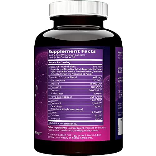 MRM Nutrition Digest-All ® | Digestive Enzymes | Improved Digestion and Absorption | Lactase + Amylase + Lipase| May Help with Bloating and Gas| 100% Vegetarian | Gluten-Free | 50 Servings