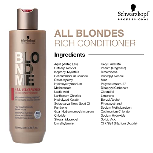 BLONDME All Blondes Rich Conditioner – Nourishing Daily Treatment – Strength, Elasticity and Shine for Normal to Coarse Color Treated and Natural Blonde Hair, 1000 ml