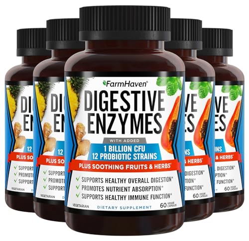 FarmHaven Digestive Enzymes with 18 Probiotics & Herbs | Papaya, Bromelain, Protease & More for Lactose Absorption & Better Digestion | Helps Bloating, Gas, Constipation | Vegetarian, 300 Capsules