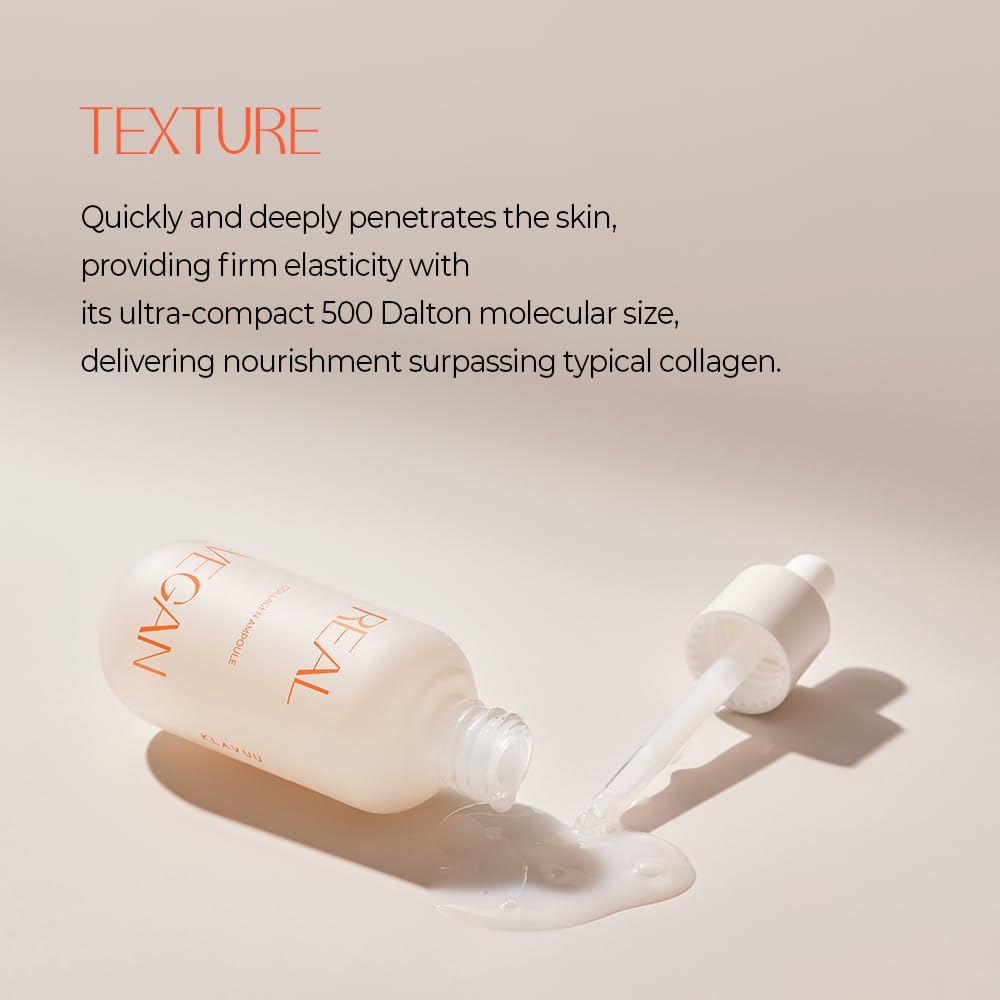 KLAVUU Real Vegan Collagen Ampoule - Enhances Skin Elasticity, Providing Deep Hydration to Dry Skin for a Radiant, Youthful Glow - 1.01 Fl oz
