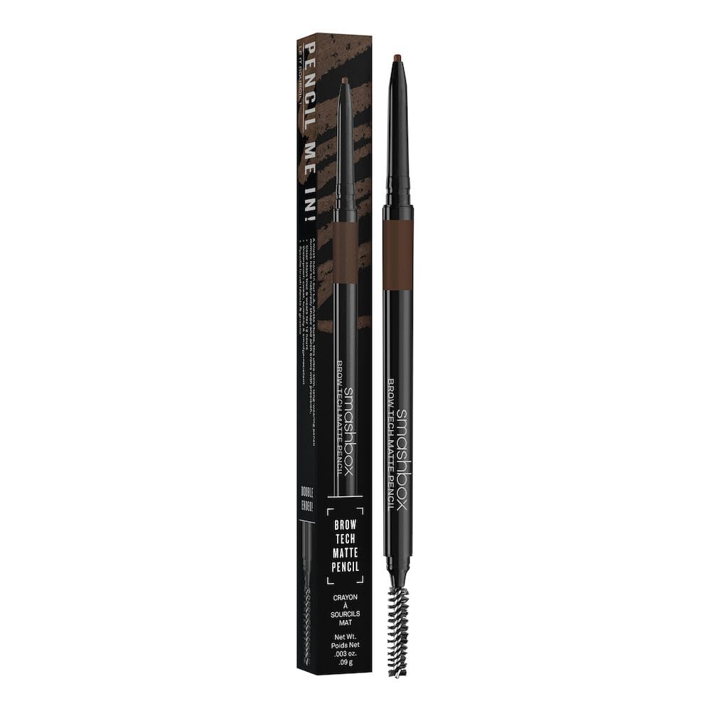 Smashbox Brow Tech Matte Eye Brow Pencil | Waterproof, Smudge Proof + Long Lasting, Brunette